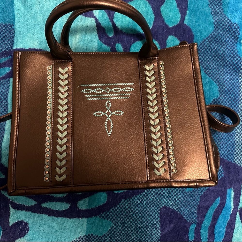 Montana West Brown Tote with Silver Accents